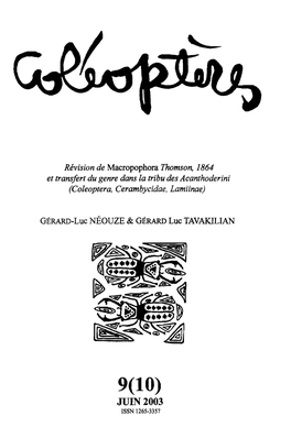 Révision De Macropophora Thomson, 1864 Et Transfert Du