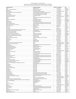 2019 Fall Org Fair Table Assignments-092319.Xlsx