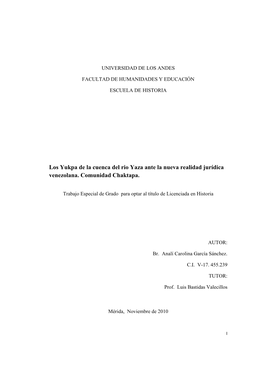 Los Yukpa De La Cuenca Del Rio Yaza Ante La Nueva Realidad Jurídica Venezolana