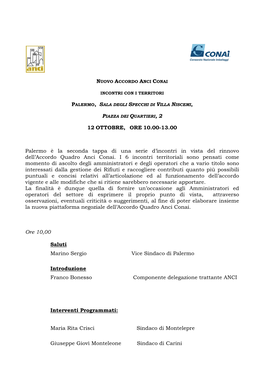 12 Palermo È La Seconda Tappa Di U Dell'accordo Quadro Anci Conai. I