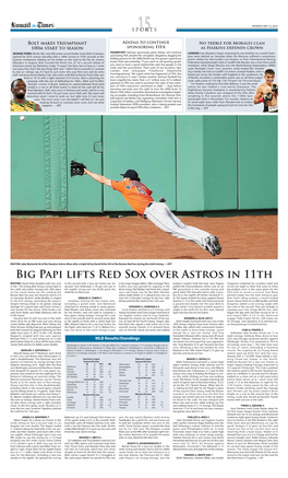 Big Papi Lifts Red Sox Over Astros in 11Th