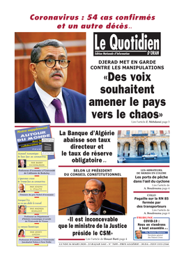 «Des Voix Souhaitent Amener Le Pays Vers Le Chaos» Lire L'article Z