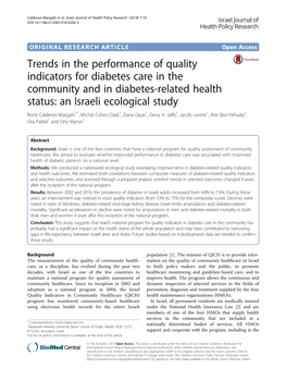 Trends in the Performance of Quality Indicators for Diabetes Care in The