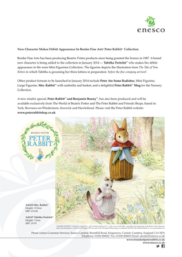 New Character Makes Débût Appearance in Border Fine Arts’ Peter Rabbit™ Collection