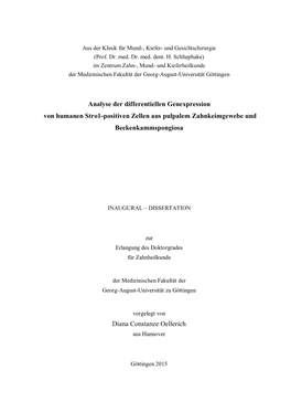 Analyse Der Differentiellen Genexpression Von Humanen Stro1-Positiven Zellen Aus Pulpalem Zahnkeimgewebe Und Beckenkammspongiosa