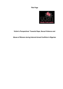 Title Page Victim's Perspectives' Towards Rape, Sexual Violence