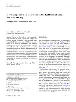 Storm Surge and Tidal Interaction in the Tjeldsund Channel, Northern Norway