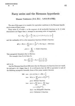 Farey Series Andthe Riemann Hypothesis