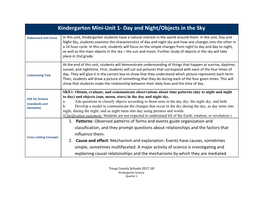 Kindergarten Mini-Unit 1- Day and Night/Objects in the Sky