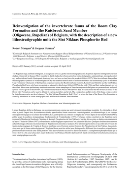 Reinvestigation of the Invertebrate Fauna of the Boom Clay Formation and the Ruisbroek Sand Member