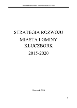 Strategia Rozwoju Miasta I Gminy Kluczbork 2015-2020
