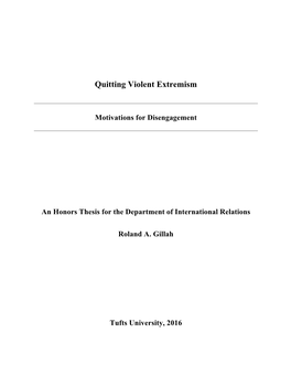 Quitting Violent Extremism