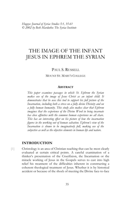 The Image of the Infant Jesus in Ephrem the Syrian