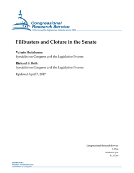 Filibusters and Cloture in the Senate