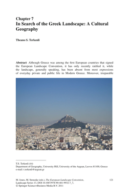 In Search of the Greek Landscape: a Cultural Geography