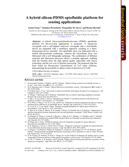 A Hybrid Silicon-PDMS Optofluidic Platform for Sensing Applications