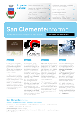 San Clementeinforma Periodico Dell’Amministrazione Comunale Di San Clemente SETTEMBRE 2009 / ANNO IX - N.35