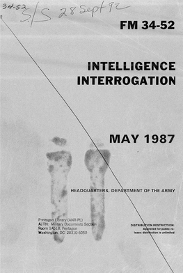 FM 34-52 Intelligence Interrogation, May 1987