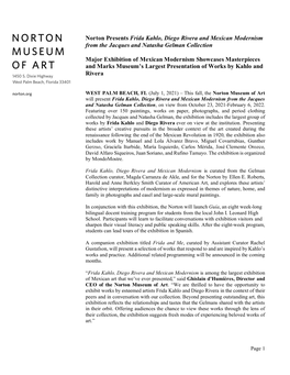 Norton Presents Frida Kahlo, Diego Rivera and Mexican Modernism from the Jacques and Natasha Gelman Collection