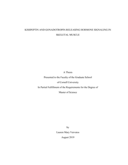 Kisspeptin and Gonadotropin-Releasing Hormone Signaling in Skeletal Muscle