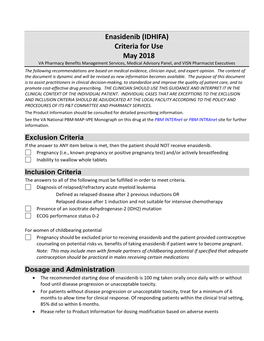 Enasidenib (IDHIFA) Criteria For