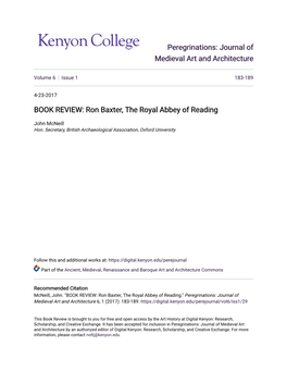 BOOK REVIEW: Ron Baxter, the Royal Abbey of Reading