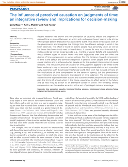 The Influence of Perceived Causation on Judgments of Time