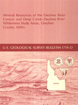 Mineral Resources of the Owyhee River Canyon and Deep Creek-Owyhee River Wilderness Study Areas, Owyhee County, Idaho