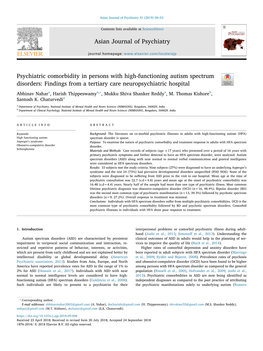 Psychiatric Comorbidity in Persons with High-Functioning Autism