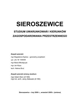 Studium Uwarunkowań I Kierunków Zagospodarowania Przestrzennego