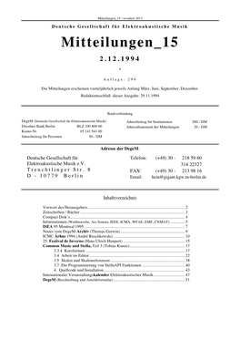 DEGEM – Mitteilungen 15