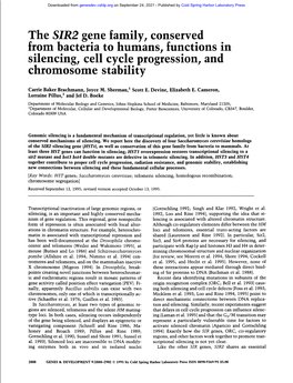 The SIR2 Gene Family, Conserved from Bacteria to Humans, Functions in Silencing, Cell Cycle Progiression, and Chromosome Stability