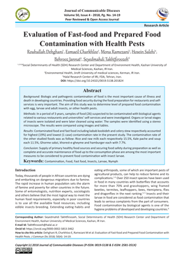 Evaluation of Fast-Food and Prepared Food Contamination with Health