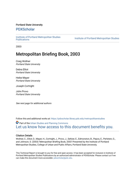 Metropolitan Briefing Book, 2003