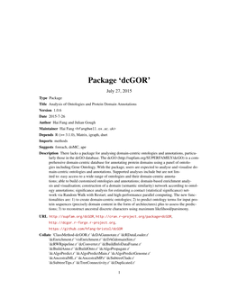 Package 'Dcgor'