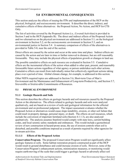 Habitat Conservation Plan November 2012 5-2 Environmental Consequences