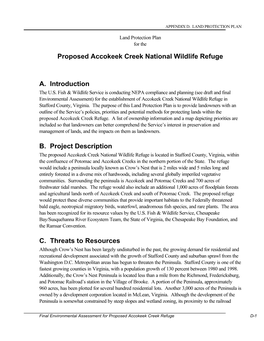 Proposed Accokeek Creek National Wildlife Refuge A. Introduction B