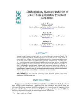 Mechanical and Hydraulic Behavior of Cut Off-Core Connecting Systems in Earth Dams