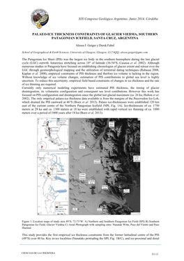 XIX Congreso Geológico Argentino, Junio 2014, Córdoba PALAEO-ICE