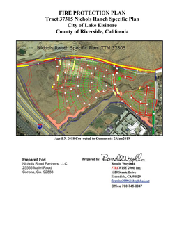 FIRE PROTECTION PLAN Tract 37305 Nichols Ranch Specific Plan City of Lake Elsinore County of Riverside, California