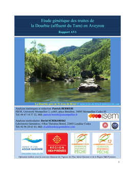 Etude Génétique Des Truites De La Dourbie (Affluent Du Tarn) En Aveyron - Rapport AV1