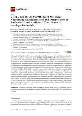 UHPLC-ESI-QTOF-MS/MS-Based Molecular Networking Guided Isolation and Dereplication of Antibacterial and Antifungal Constituents of Ventilago Denticulata