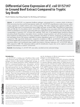 Differential Gene Expression of E. Coli O157:H7 in Ground Beef Extract