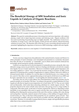 The Beneficial Sinergy of MW Irradiation and Ionic Liquids in Catalysis of Organic Reactions