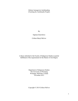 1 Gikinoo'amaagowin Anishinaabeg (Teaching the Anishinaabe People)
