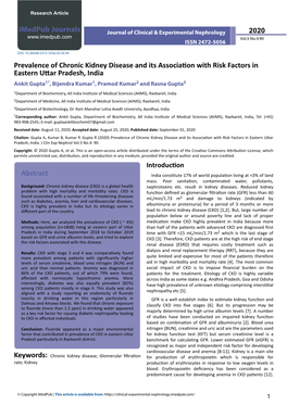 Prevalence of Chronic Kidney Disease and Its Association With