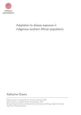 Adaptation to Disease Exposure in Indigenous Southern African Populations