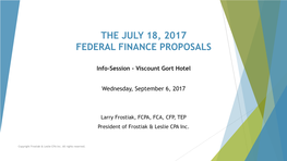 Federal Finance Tax Proposals Presentation