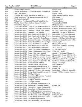 Tue, Jun 6, 2017 Page: 1 BCAM# Title Author 820 