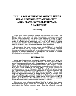 The U.S. Department of Agriculture's Rural Development Approach to Alien Plant Control in Hawai`I: a Case Study